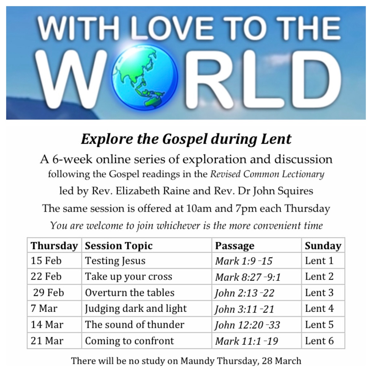 The season of Lent 2024 (With Love to the World 17/6)